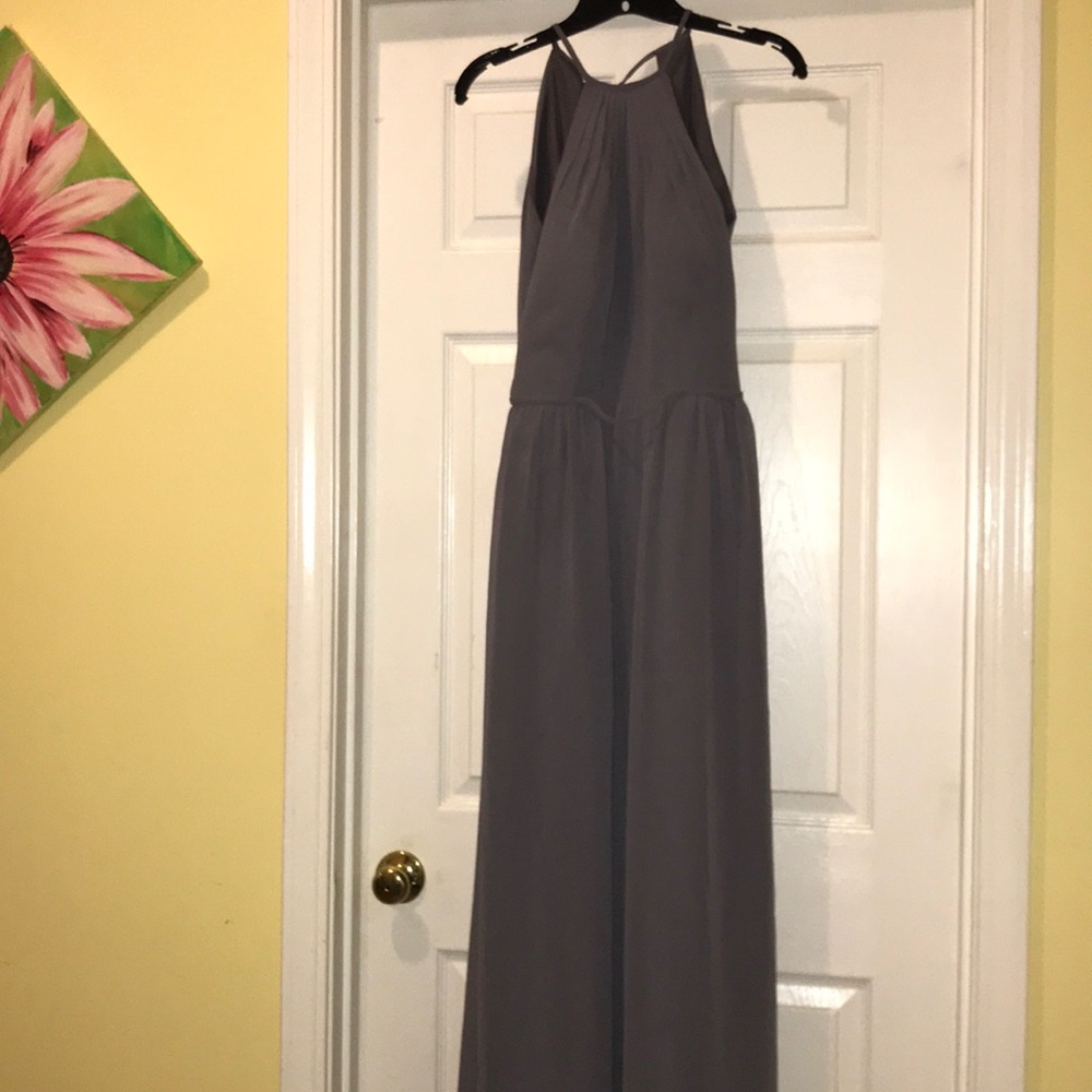 Grey backless prom dress
